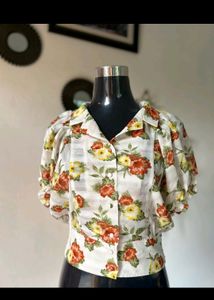 Vintage Floral Puff Sleeve top