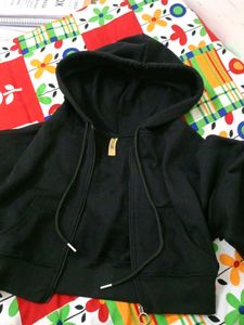 Black Cropped Hoodie