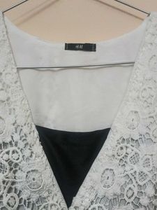 White Lace V-Neck Dress