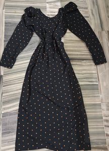 Chic Black Printed Midi Dress