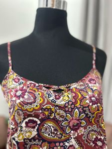 Paisley Print Camisole Top with Lace Trim