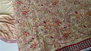 pure Georgette yellowish golden Saree