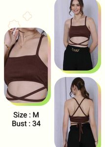 Brown Tie-Up Crop Top