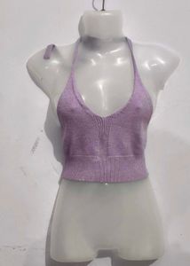 Lavender Knit Halter Crop Top