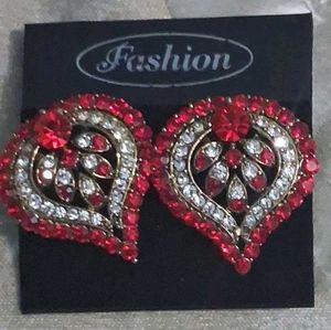 Red and White Stone Earrings
