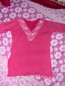 Vibrant Pink Polka Dot Kurta
