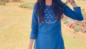 Straight Blue Cotton Kurta