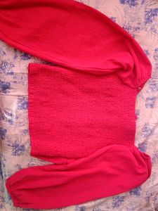 Vibrant Pink Off-Shoulder Puff Sleeve Top