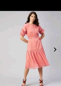 Stylish Pink Tiered Midi Dress