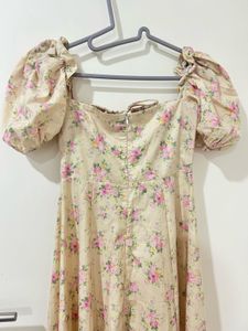 Floral Puff Sleeve Midi Dress
