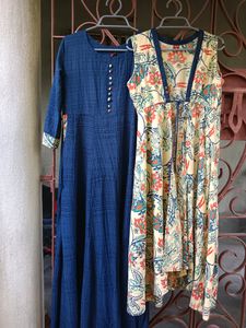 Branded Beautiful Navy Blue Kurta With Outer💙🧡💙