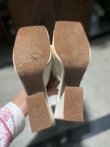 White Platform Heel Mules