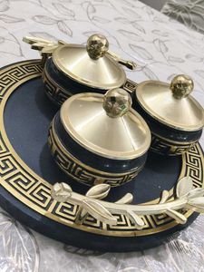 Elegant Gold &amp; Black Decorative Jar Set