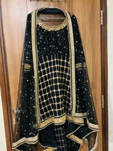 Elegant Black Floral Embroidered Lehenga