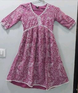 Pink Floral Kurta Set With Pajama