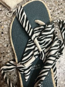 Zebra Print Wrap Around Sandals