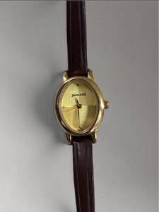 Sonata Women's Gold Oval Watch