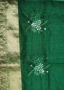 Elegant Green Saree with Gold Border(bilkul new)