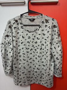 Leopard Print Button Detail Top