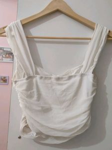 Chic White Ruched Top