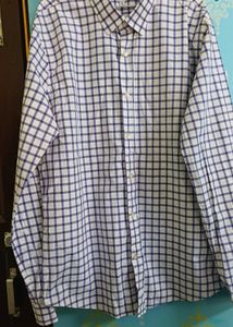 Men's Blue Checkered Long Sleeve Shirt