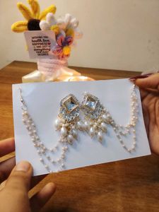 Elegant Pearl & Crystal Drop Earrings