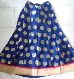 Blue Gold Print Ethnic Skirt