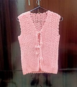 Pink crochet cardigan