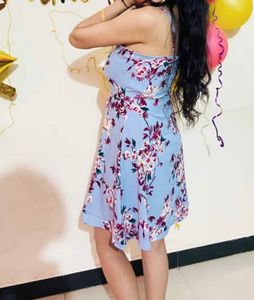 Berrylush Blue Floral Printed A-LineDress