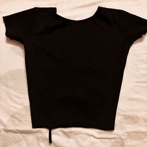 Chic Black Ruched V-Neck Top