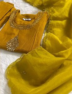 Elegant Yellow Kurta Set with Embellishments