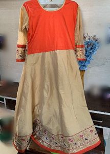 Beautiful Orange &amp; Beige Embroidered Lehenga Choli