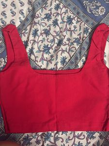 Vibrant Red Square Neck Blouse