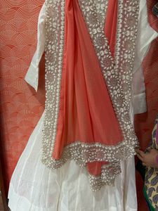 White Gown With Heavy Embroidery Dupatta