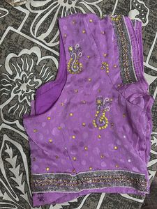 Elegant Lavender Embroidered Saree