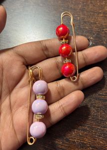 Chunky Beaded Safety Pin Brooches