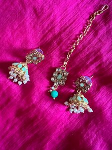 Alloy Gold Plated Green Jewel Set