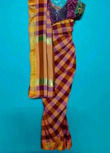 multi colour check saree