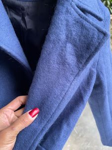 Vibrant Blue Wool Blend Coat Length-39 inches