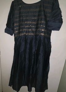 Vark Navy Blue Dress with Sequins