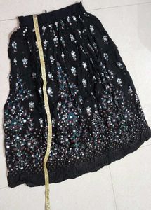 Embellished Black Ethnic Skirt