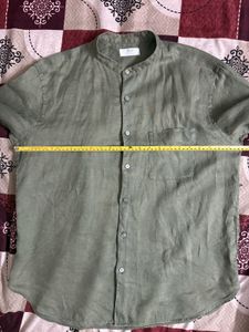 Men's Olive Green Linen Shirt