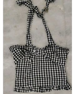 Gingham Ruffle Crop Top