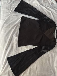 Chic Black Bell Sleeve Top