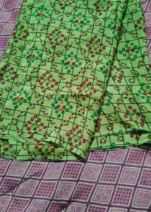 Vibrant Parrot Green Bandhani Print Saree