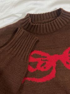 Brown Sweater with Bow Detail
