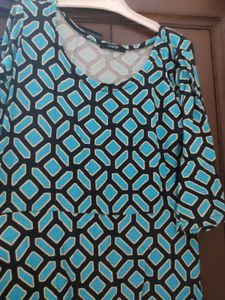 Blue Geometric Print Dress
