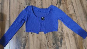 Blue Cropped Cardigan