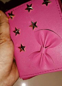 Brand new Cute Pink Wallet with Star &amp; Bow Detail