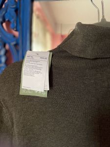 H&amp;M Elegant Charcoal Gray Turtleneck Midi Dress
